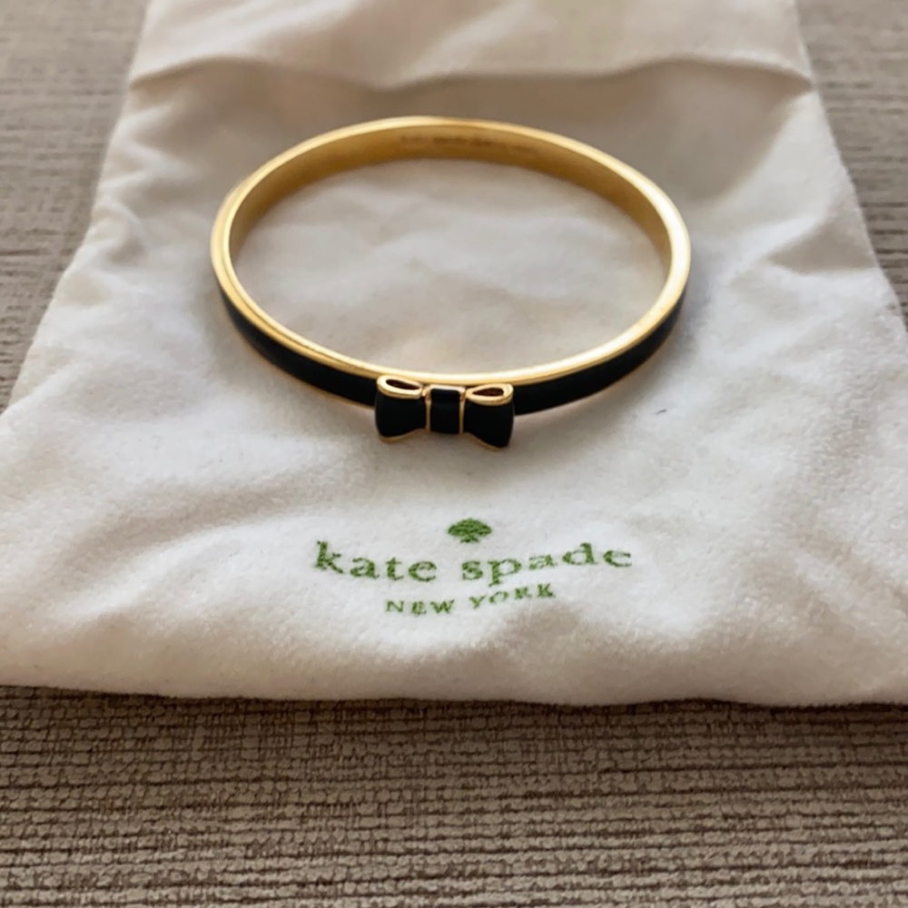 Kate Spade black and gold bow bangle bracelet